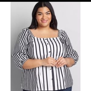 NEW Lane Bryant striped puff sleeved shirt